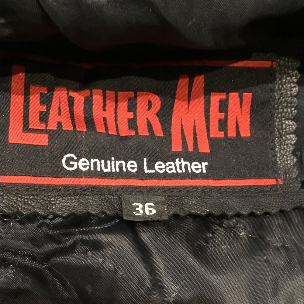 💋 LEATHER MEN JACKET SIZE 36 WITH CUSTOM GRAPHICS - Picture 8 of 9